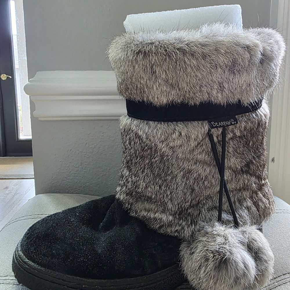 Bearpaw Faux Fur Boots with Pom Poms - Picture 5 of 9